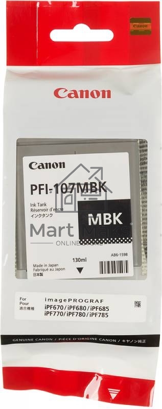 Картридж струйный Canon PFI-107MBK (6704B001) черный матовый (130 мл) для Canon iP F680/685/780/785