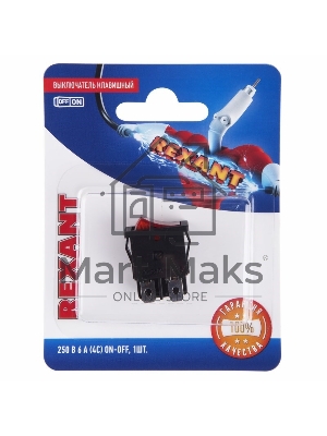 Выключатель клавишный Rexant 250V 6А (4с) ON-OFF красный с подсветкой Mini (RWB-207, SC-768)