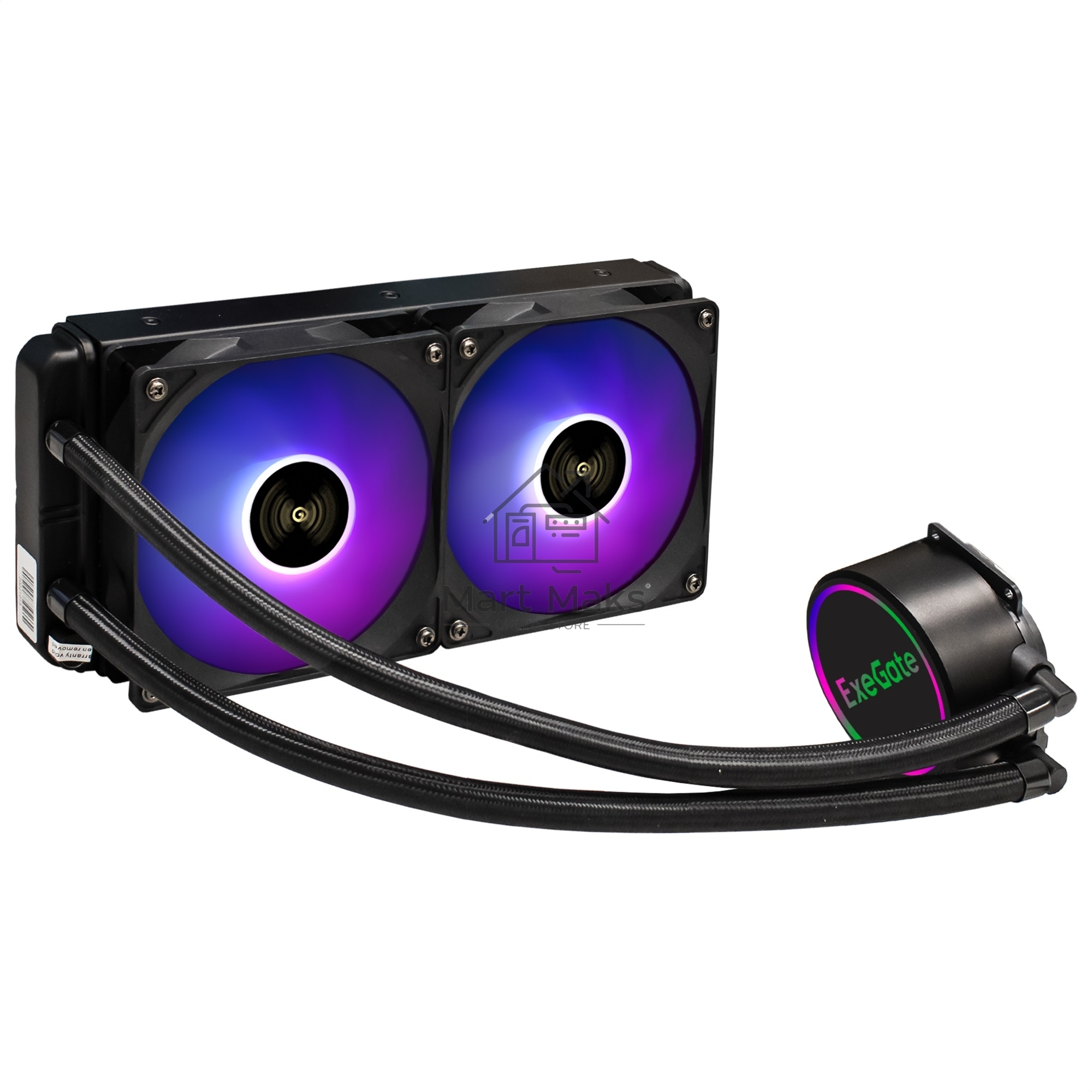 Система водяного охлаждения ExeGate BlackWater-240V2.PWM.RGB черный, 120 мм, алюминий, 2000 об/мин, 22 дБ, 4 pin, 220 Вт