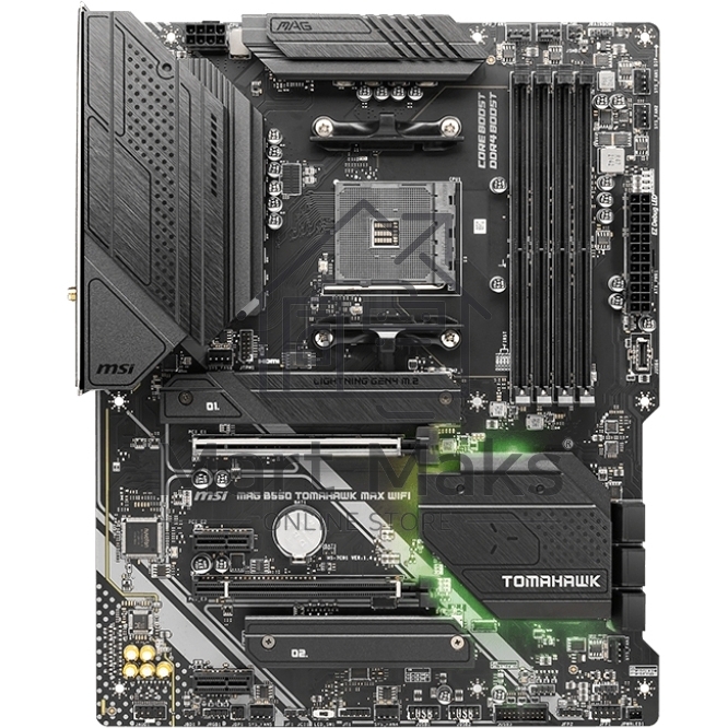 Материнская плата MSI MAG B550 TOMAHAWK MAX WIFI, AM4, AMD B550, 4xDDR4, 6xSATA, 2xM.2, 1xPCI-E 4.0 x16, 1xPCI-E 3.0 x4, 2xPCI-E x1, 1xHDMI, 1xDP, 1x 2.5Gb LAN, 2xUSB-A 2.0, 2xUSB-A 3.2 Gen 1, 1xUSB-A 3.2 Gen 2, 1xUSB-C 3.2 Gen 2, 5x3.5 мм, 7.1, ATX