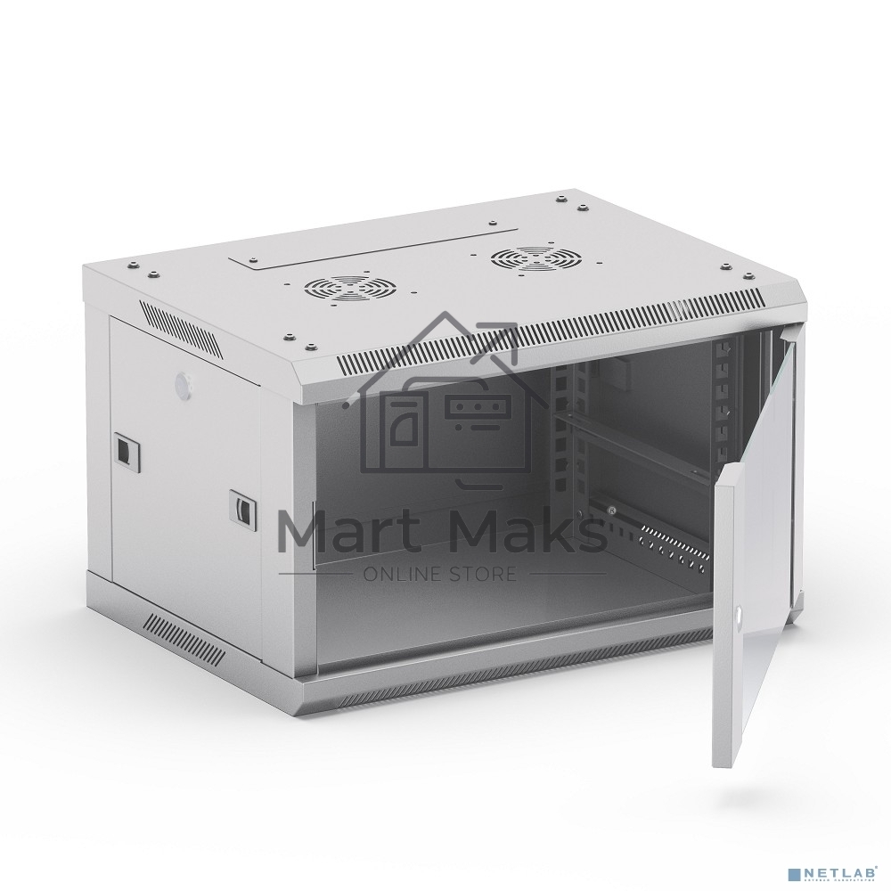 Шкаф телекоммуникационный настенный NEOMAX 6U (600х350), стеклянная дверь, замок (3шт) на ключе, разборный, цвет серый (1 коробка) NCB-WM6U-6035GK3-100-GY