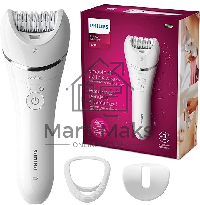 Эпилятор Philips Series 8000 BRE700/01 Цвет: белый (требуется адаптер)