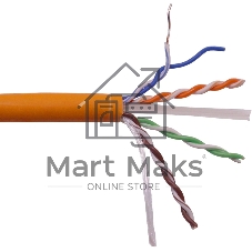 Кабель LANMASTER U/UTP, 4 пары, Кат. 6, с перегородкой, 550Mhz, LSZH, нг(A)-HF, оранжевый, 305 м