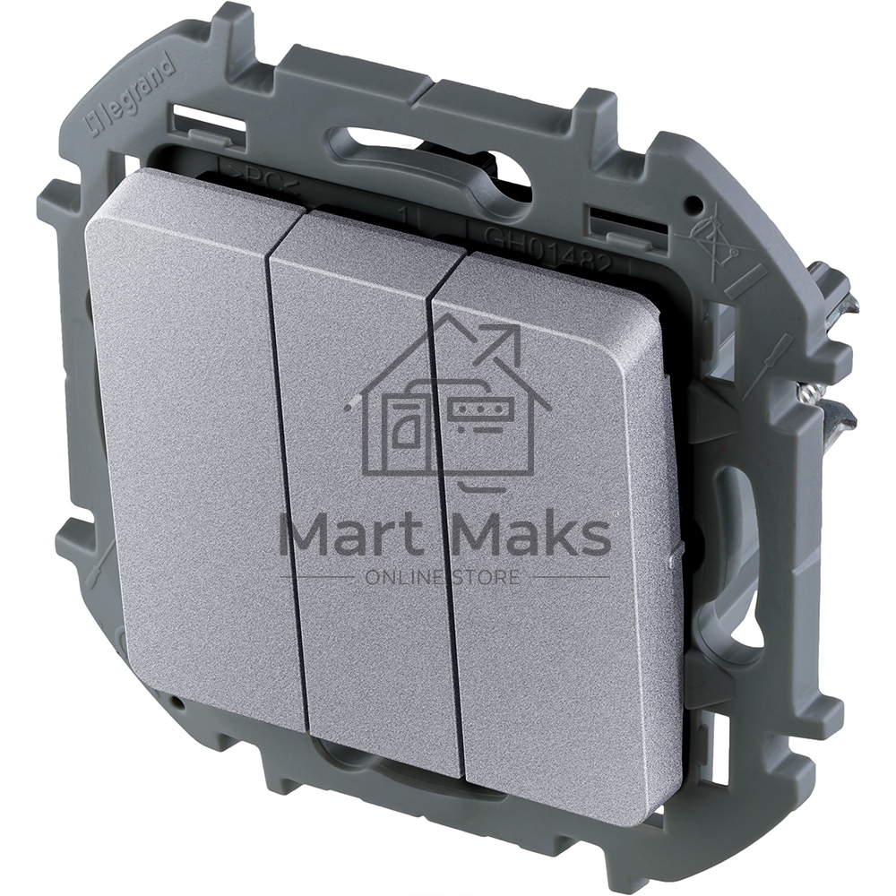 Выключатель 3-клавишный 10AX 250В алюминий