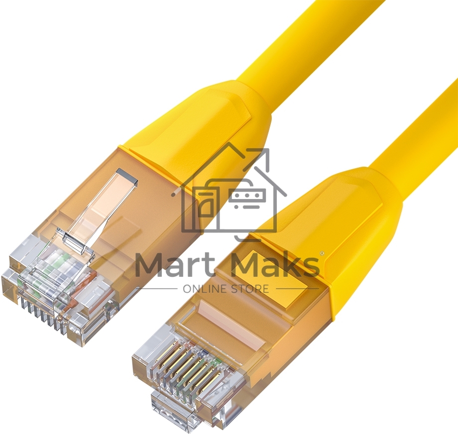 Патч-корд GCR прямой 1.5m LSZH UTP кат.6, желтый, 24 AWG, литой без фиксатора, ethernet high speed, RJ45, T568B, GCR-52788