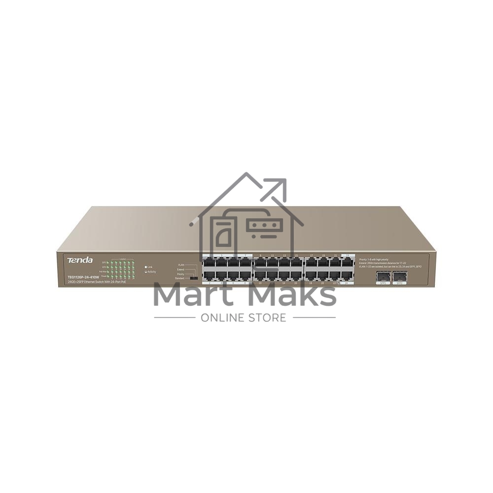 Коммутатор 24PORT 24POE TEG1126P-24-410W TENDA