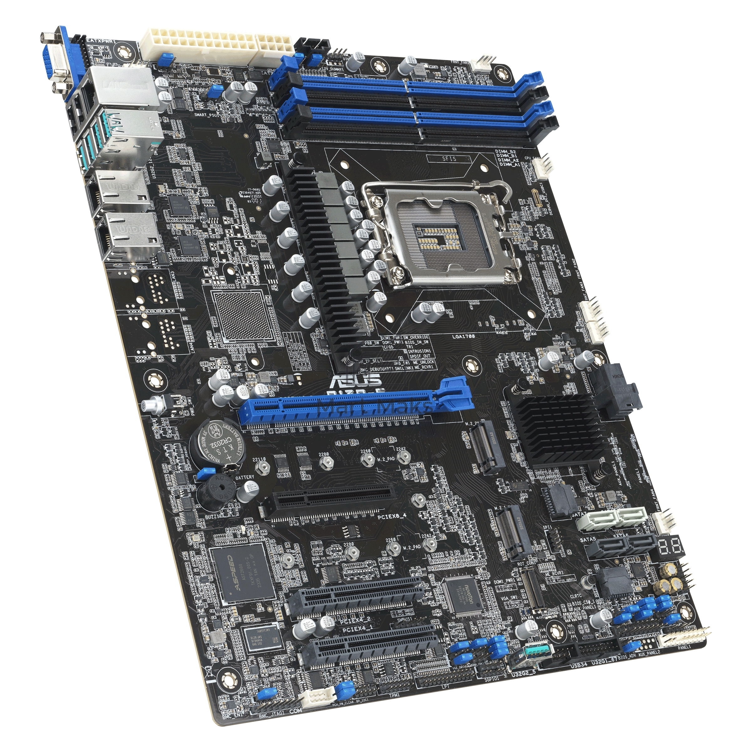 Серверная материнская плата ASUS P13R-E, LGA 1700, Intel C266, 4xDDR5 ECC, 8xSATA, 2xM.2, 1xPCI-E 5.0 x16, 3xPCI-E x8, 2x1Gb LAN, 4xUSB-A 3.2 Gen 2, 2xUSB-A 2.0, 1xVGA, SSI-EEB