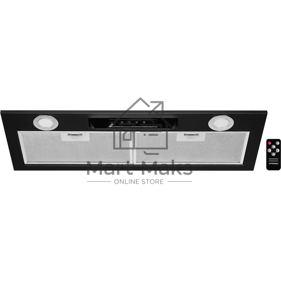 Вытяжка встраиваемая Kuppersberg INLINEA 72 Black, ширина 72 см, отвод/рециркуляция, 850 м3/час, электронное сенсорное управление, таймер, пульт ДУ, 3 скорости, светодиодное освещение 2х3,5 Вт, металлический жироулавливающий фильтр, угольный фильтр С6С (о
