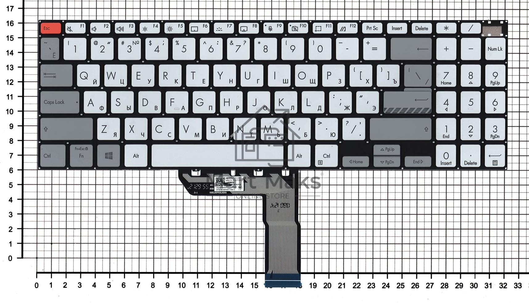 Клавиатура для ноутбука Asus VivoBook PRO 16 M7600QA серебристая