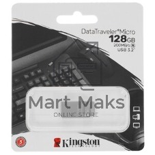 Флешка USB Kingston DataTraveler Micro (DTMC3G2/128Gb), 128Gb, USB 3.2 Gen 1, R/W 200/60, серебристый