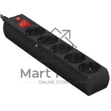 Сетевой фильтр Buro 500SH-1.8-B 1.8 м, 5 розеток, черный, коробка