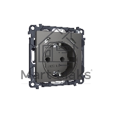 Комплект механизма электрической розетки 2USB С+C 20W с/з на винтовых зажимах 16A-250V ALFA Антрацит серый QUANT (AP6605, VM165) MA660510