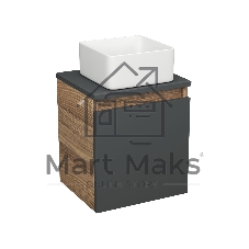Тумба Bau Dream Blackwood 35 с ящиком, графит, раковина BAU Mini 24х24,