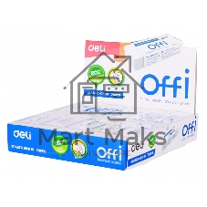 Ластик Deli EH03110 Offi 60x24x12мм ПВХ белый, индивидуальная картонная упаковка