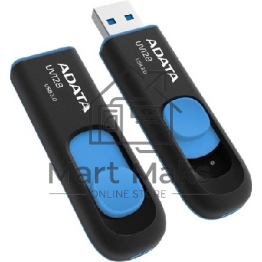 Флешка USB ADATA UV128 (AUV128-64G-RBE), 64Gb, USB 3.0, R/W 100/30, черный/синий