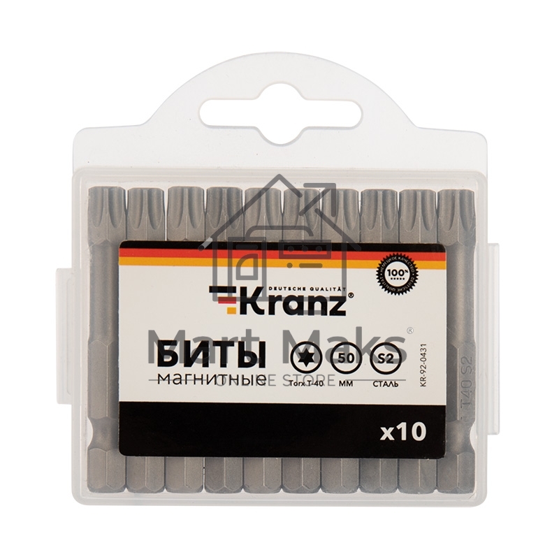 Бита Torx T-40х50 мм для шуруповерта (упак. 10 шт.) Kranz