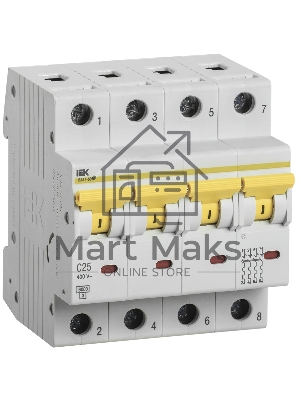 Выключатель автоматический IEK KARAT ВА47-60M 4Р 25А 6кА С