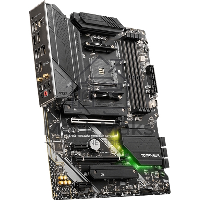 Материнская плата MSI MAG B550 TOMAHAWK MAX WIFI, AM4, AMD B550, 4xDDR4, 6xSATA, 2xM.2, 1xPCI-E 4.0 x16, 1xPCI-E 3.0 x4, 2xPCI-E x1, 1xHDMI, 1xDP, 1x 2.5Gb LAN, 2xUSB-A 2.0, 2xUSB-A 3.2 Gen 1, 1xUSB-A 3.2 Gen 2, 1xUSB-C 3.2 Gen 2, 5x3.5 мм, 7.1, ATX