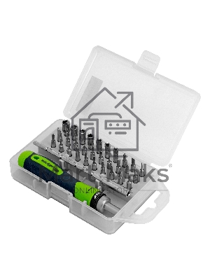 Отвертка реверсивная для точных работ с набором бит и торцевых головок, 32 предм., CrV Сибртех