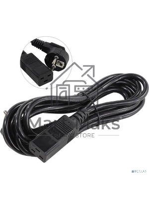 Кабель питания ExeGate Power PC19-3P (Евровилка Schuko->С19) VDE-250V-3*1.5-CU, черный, 16А, 3м