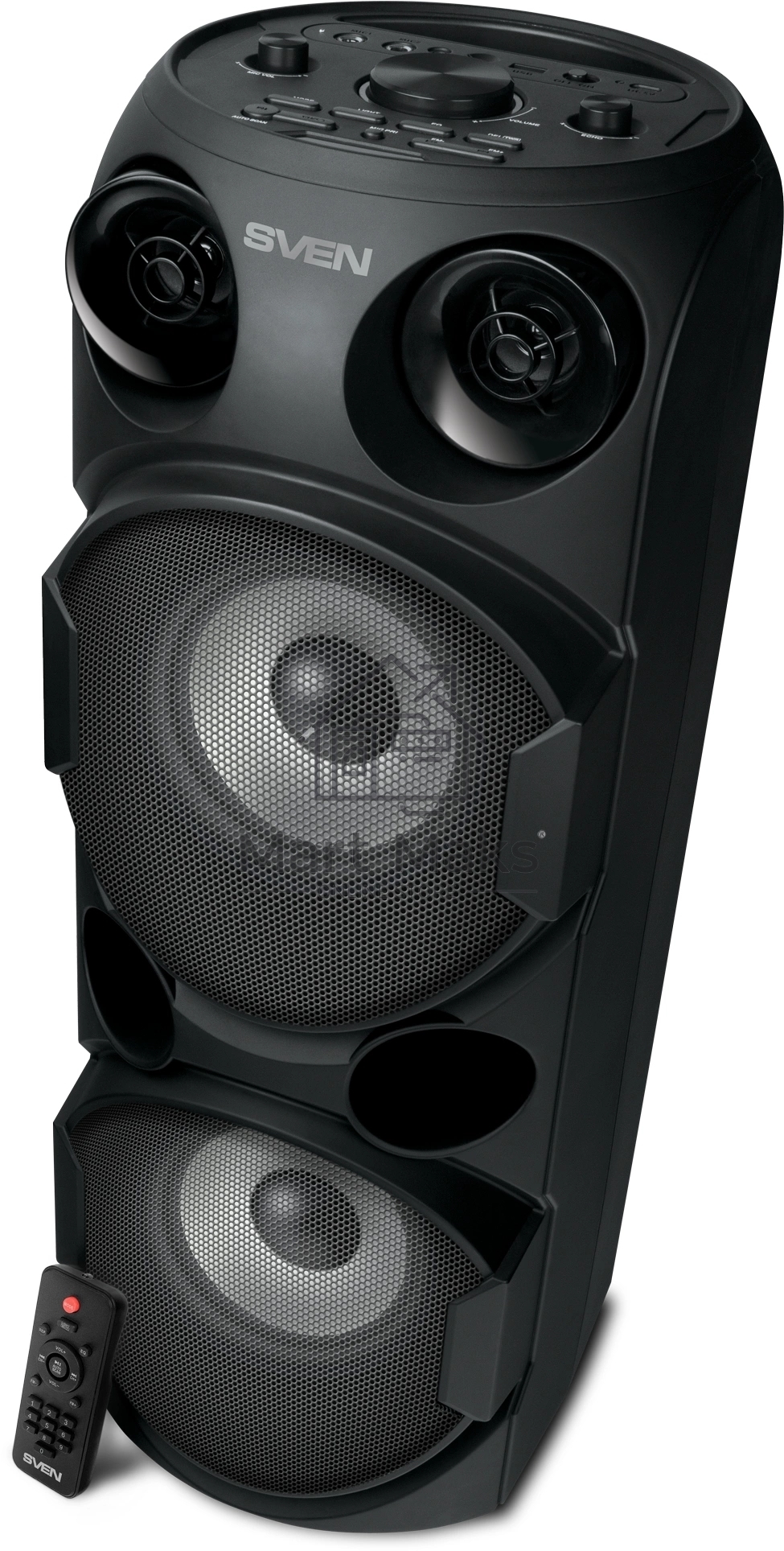 Колонка АС Sven PS-750, черный (80 Вт, TWS, Bluetooth, FM, USB, microSD, LED-дисплей, 2х4400мА*ч)
