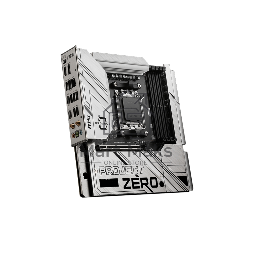 Материнская плата MSI B650M PROJECT ZERO, AM5, AMD B650, 4xDDR5, 4xSATA, 2xM.2, 1xPCIe 4.0 x16, 1xPCIe x1, 1xDP, 1xHDMI, 1x 2.5Gb LAN, 2xUSB-A 2.0, 2xUSB 3.2 Gen 1, 3xUSB 3.2 Gen 2, 3x3.5 мм, 7.1, mATX