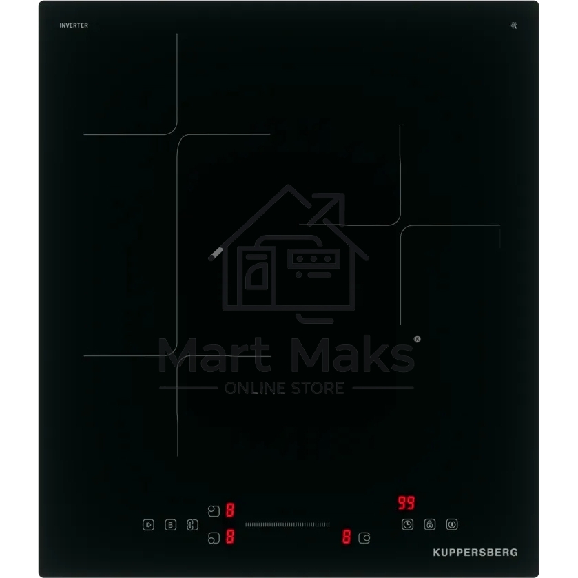 Варочная панель Kuppersberg ICI 412, индукция, High-Tech, прямой край, 9 уровней мощности, бустер, Stop and Go, Flexi-zone, автоматическое отключение, таймер, индикатор остаточного тепла, сенсорное управление, черный