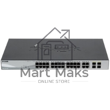 Коммутатор D-Link DGS-1210-28P/FL2A, 24×1 Гбит/с + 4×1 Гбит/с Combo, настраиваемый