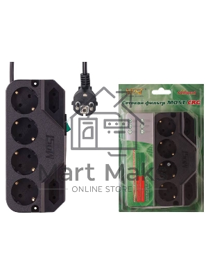 Сетевой фильтр Most СRG 2м (6 розеток) черный (коробка) Сетевой фильтр Most СRG 2м (6 розеток) черный (коробка)