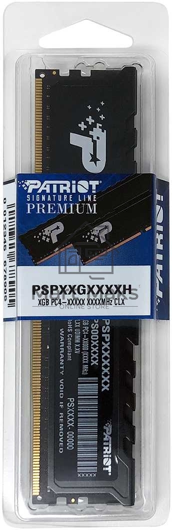 Оперативная память Patriot Signature Premium, DDR4, 4GB (1x4 GB), 2666 MHz, CL19, DIMM, радиатор, черный