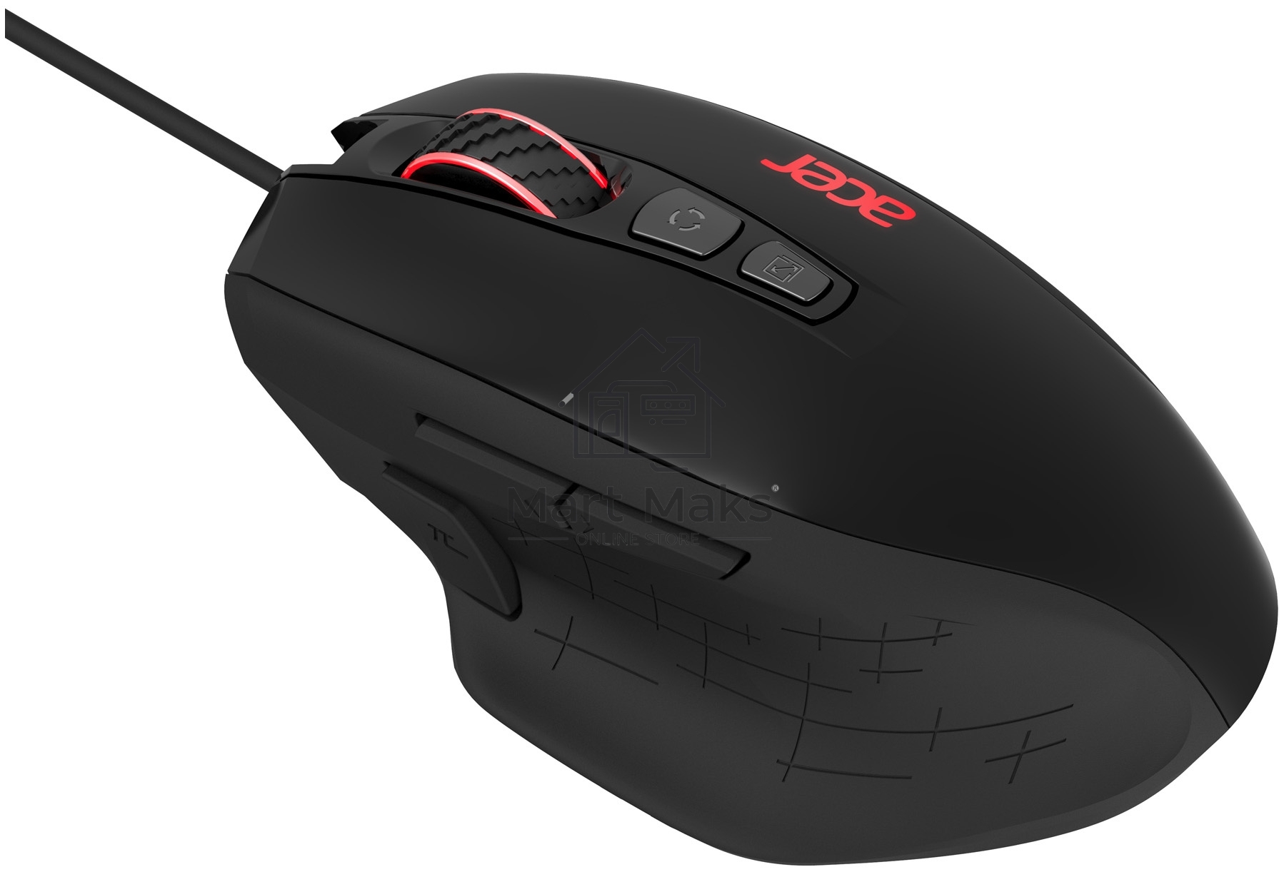 Мышь проводная Acer OMW124 черный, 6400 dpi, USB, кнопки - 8