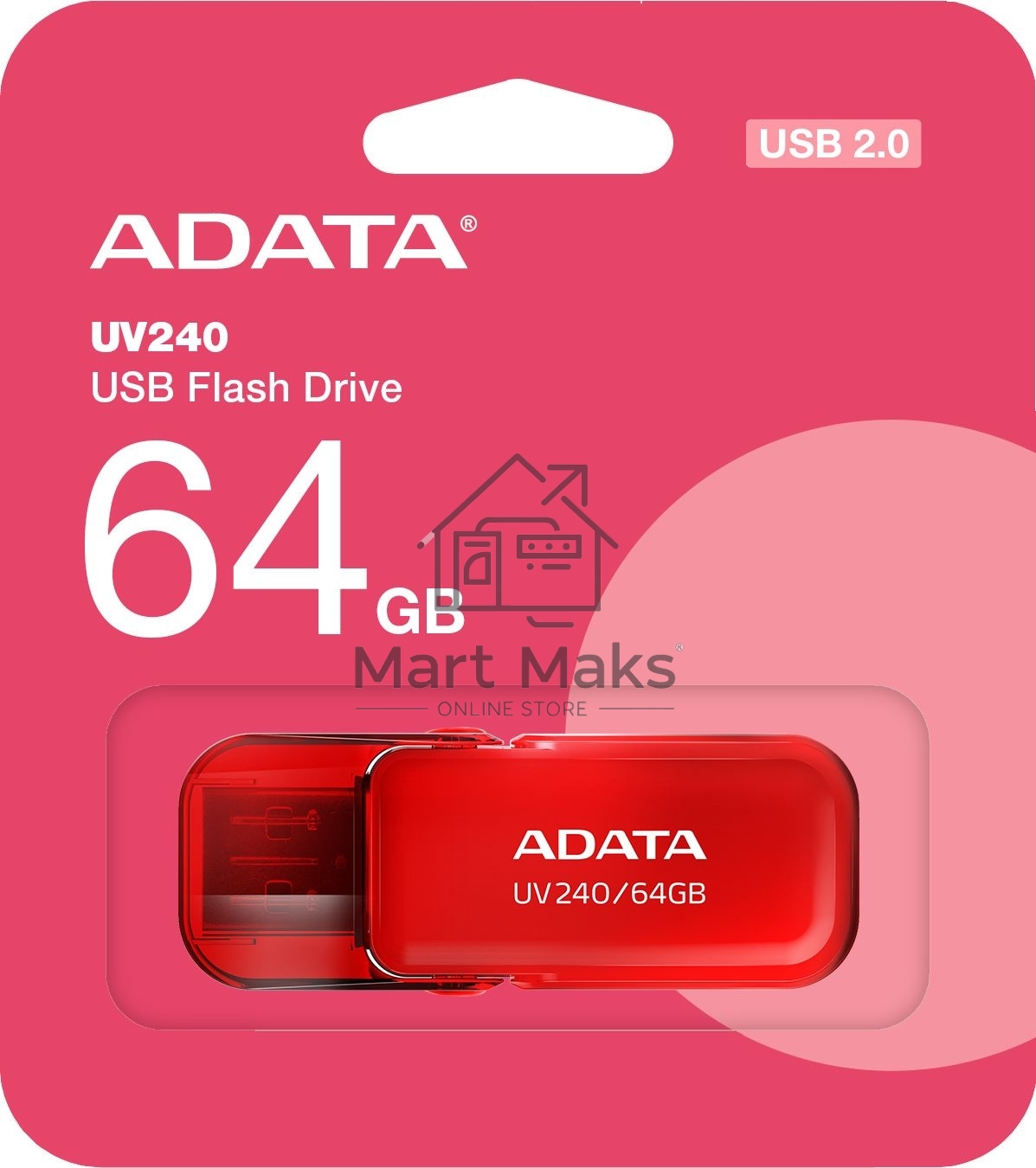 Флешка USB R/W ADATA R/W 64GB USB2.0 AUV240-64G-RRD красный