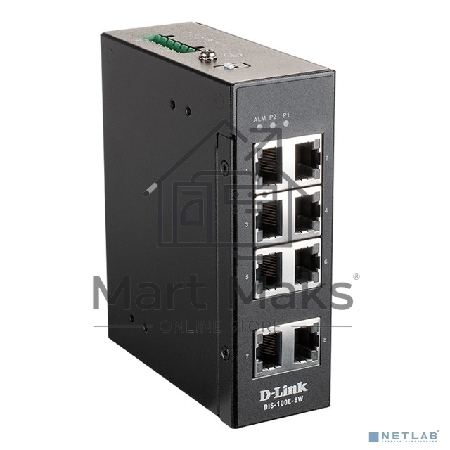 Коммутатор D-Link DIS-100E-8W/A1A, L2 Unmanaged Industrial Switch with 8 10/100Base-TX ports.1K Mac address, 802.3x Flow Control, Stand-alone, Auto MDI/MDI-X for each port, D-link Green technology, Metal case,