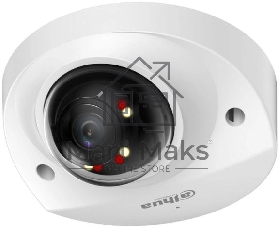 Уличная мини-купольная IP-видеокамера SmartDualLight DAHUA DH-IPC-HDBW2249FP-AS-IL-0280B 2Мп, 1/2.8” CMOS, объектив 2.8мм, видеоаналитика, микрофон, ИК 30м, LED 30м, IP67, IK10, металл