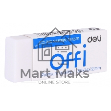 Ластик Deli EH03110 Offi 60x24x12мм ПВХ белый, индивидуальная картонная упаковка