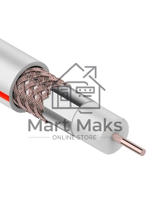 Кабель коаксиальный PROconnect SAT 50 M, Cu/Al/Cu, 64%, 75 Ом, бухта 100 м, белый