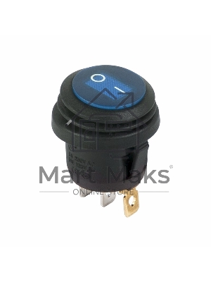 Выключатель клавишный Rexant круглый 250V 6А (3c) ON-OFF синий с подсветкой ВЛАГОЗАЩИТА