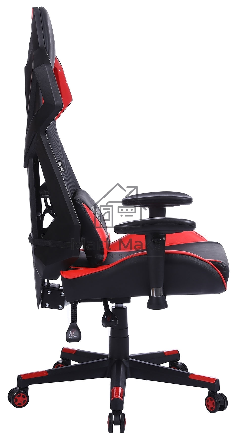 Кресло игровое Cactus CS-CHR-090BLR черный/красный, сиденье черный/красный, эко.кожа/сетка, крестовина пластик, пластик черный