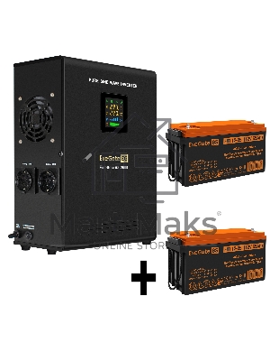 Комплект источника бесперебойного питания Exegate EX296002RUS + батарея 65Aч EX282982RUS 2шт (инвертор, синус, для котла, настенный) ExeGate FineSine SX-2500.LCD.AVR.2SH <2500VA/1800W, чистая синусоида, цветной LCD-дисплей, AVR, 2*Schuko, линейно-интеракт