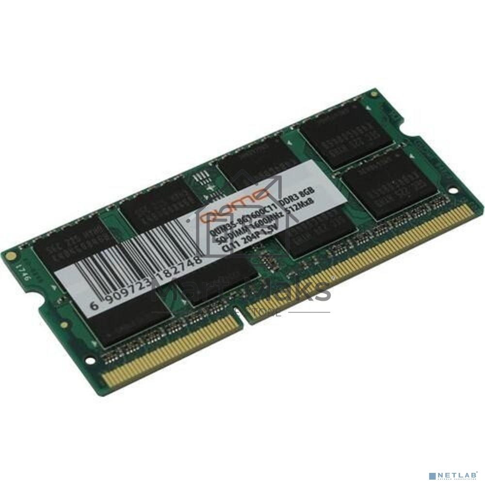 Оперативная память QUMO, DDR3, 8GB (1x8GB), 1600MHz, CL11, SO-DIMM