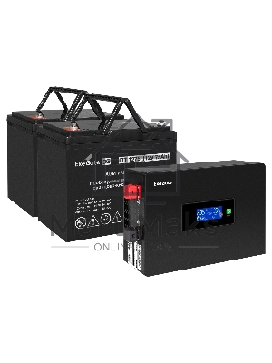 Комплект ИБП EX295994RUS + батарея 75Aч EX282983RUS 2шт (инвертор, синус, для котла, PF=1, настенный) ExeGate IdealSine SR-1500.LCD.2SH  <1500VA/1500W, чистая синусоида, цветной LCD-дисплей, 2*Schuko, крепление настенное, Black> + батарея ExeGate DT 1275 
