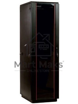 Шкаф телекоммуникационный напольный 42U (600x600) дверь стекло, черный (ШТК-М-42.6.6-1ААА-9005) (3 коробки)