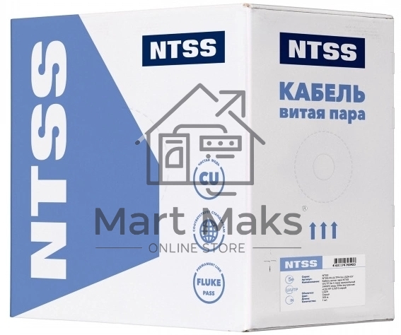 Кабель информационный NTSS NTSS-IN-UUTP4-5E-LSZH-GY cat.5E U/UTP 4 пары 24AWG LSZH внутренний 305м серый