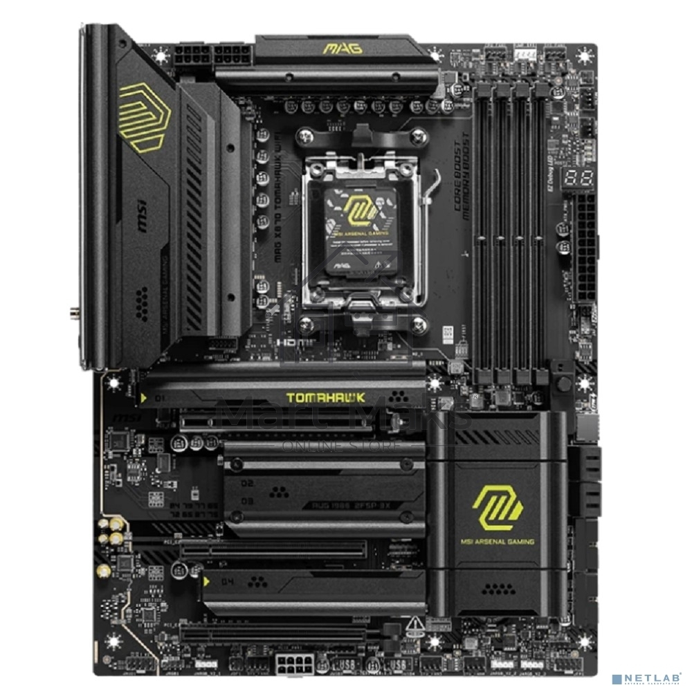 Материнская плата MSI MAG X870 TOMAHAWK WIFI, AM5, AMD X870, 4xDDR5, 4xSATA, 4xM.2, 1xPCI-E 3.0 x1, 1xPCI-E 4.0 x4, 1xPCI-E 5.0 x16, 1xHDMI, 2xUSB Type-C, 1x2.5Gb LAN, 2xUSB-A 3.2 Gen 1, 2xUSB-A 3.2 Gen 2, 2x3.5 мм, 7.1, Standard-ATX