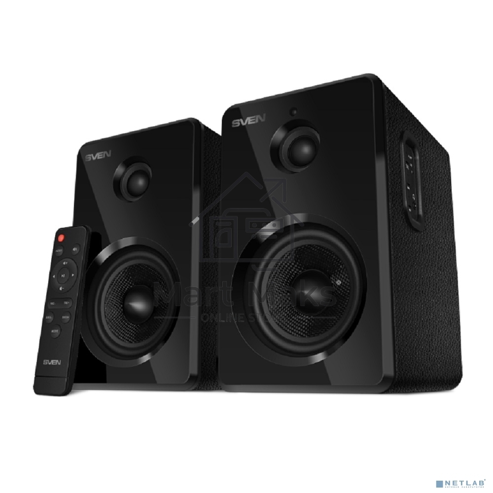 Акустическая система SVEN SPS-730 2.0 черные (2x25Вт, экокожа, USB/SD, пульт ДУ, Bluetooth)