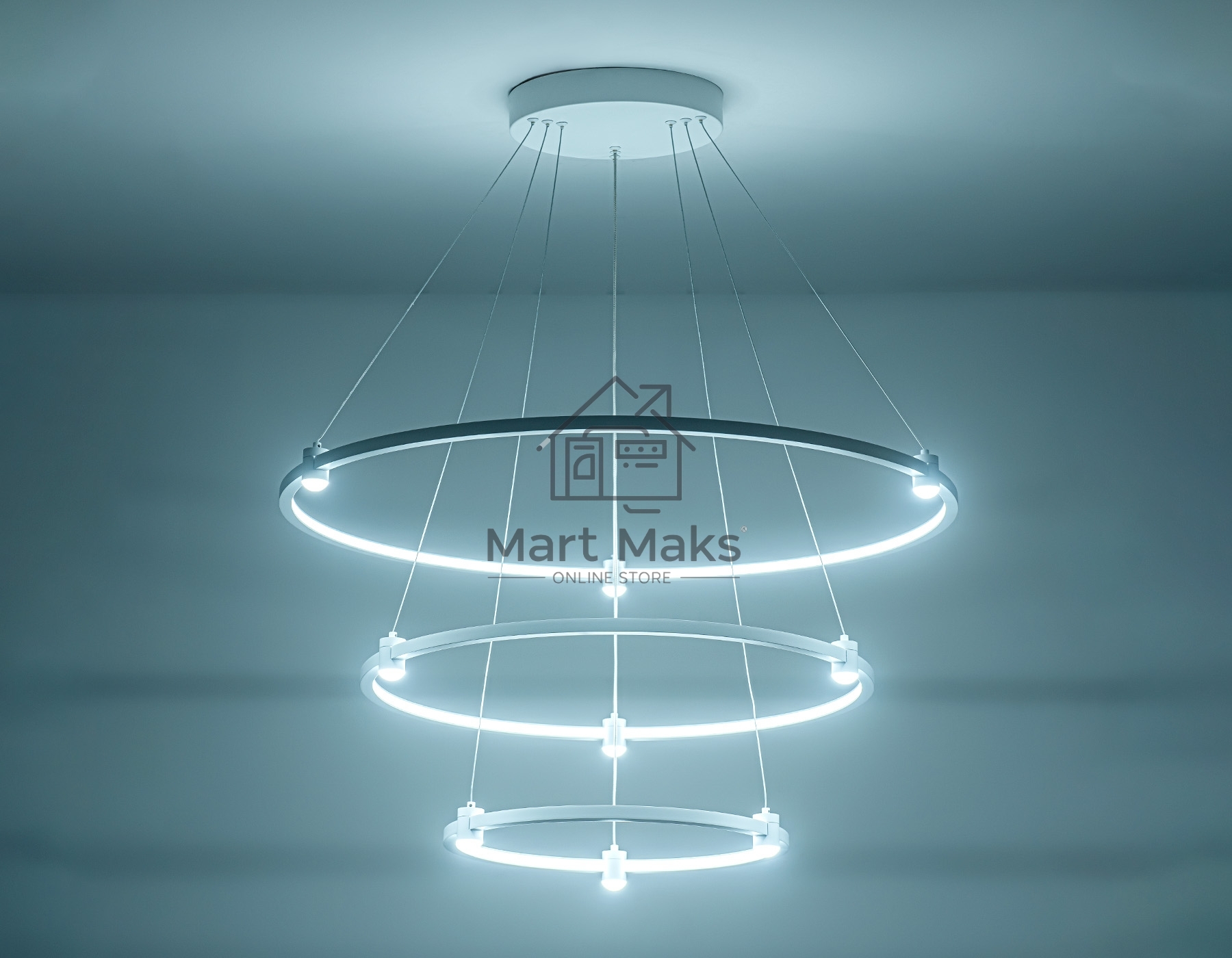 Подвесной светодиодный светильник Ambrella light FL5511/3+9 WH белый 90W 3000K/4200K/6400K D800/600/400*1300 (без ПДУ)