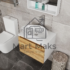 Комплект для ванной, 4 предмета (Тумба Bau Dream Blackwood 80, раковина BAU Triangle 59х39, смеситель для раковины высокий Hotel Still, нержавеющая сталь, выпуск клик клак, хром)