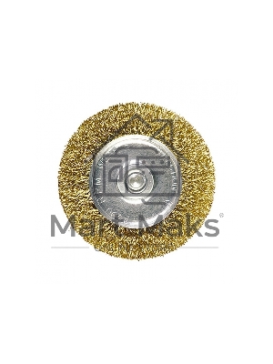 Кордщетка Matrix для дрели 60 мм плоская со шпилькой латунированная витая проволока Кордщетка Matrix для дрели 60 мм плоская со шпилькой латунированная витая проволока