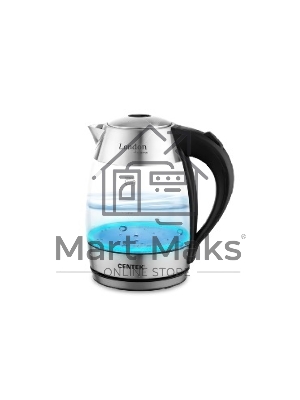 Чайник электрический Centek CT-0059 London, стекло, 1.8л, 2200Вт, LED-подсветка, отделка нерж.