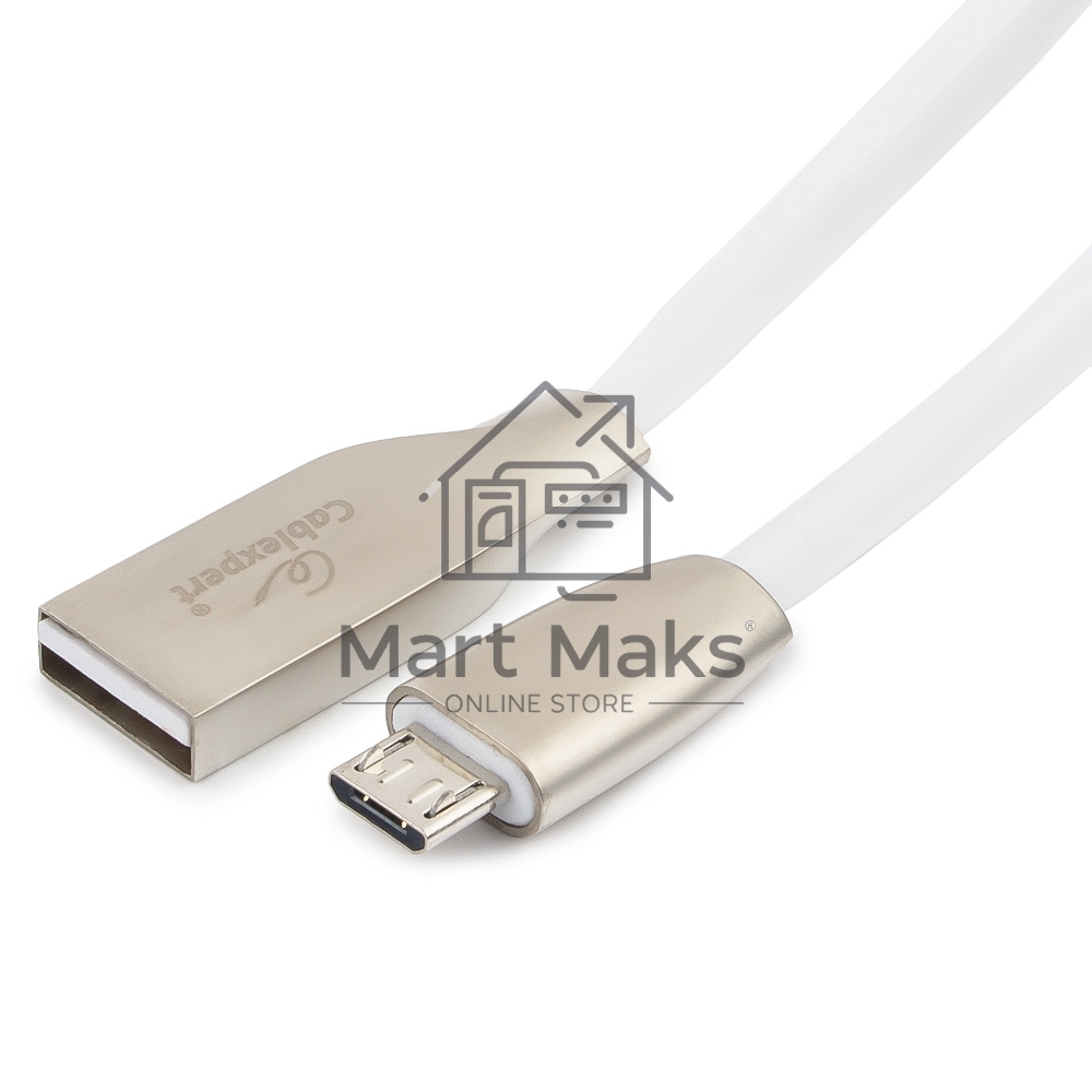 Кабель USB 2.0 Cablexpert CC-G-mUSB01W-3M, AM/microB, серия Gold, длина 3м, белый, блистер